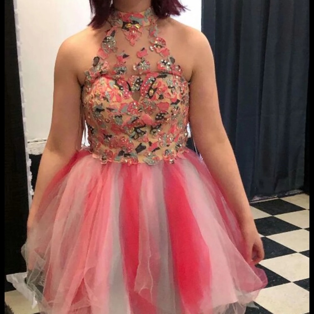Pink and blue homecoming dress
